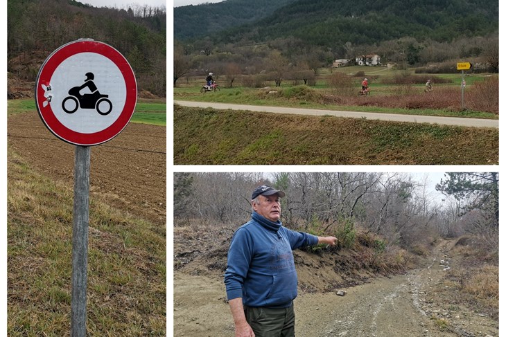 Znak zabrane, enduro motociklisti i poljoprivrednik Anton Celić 
